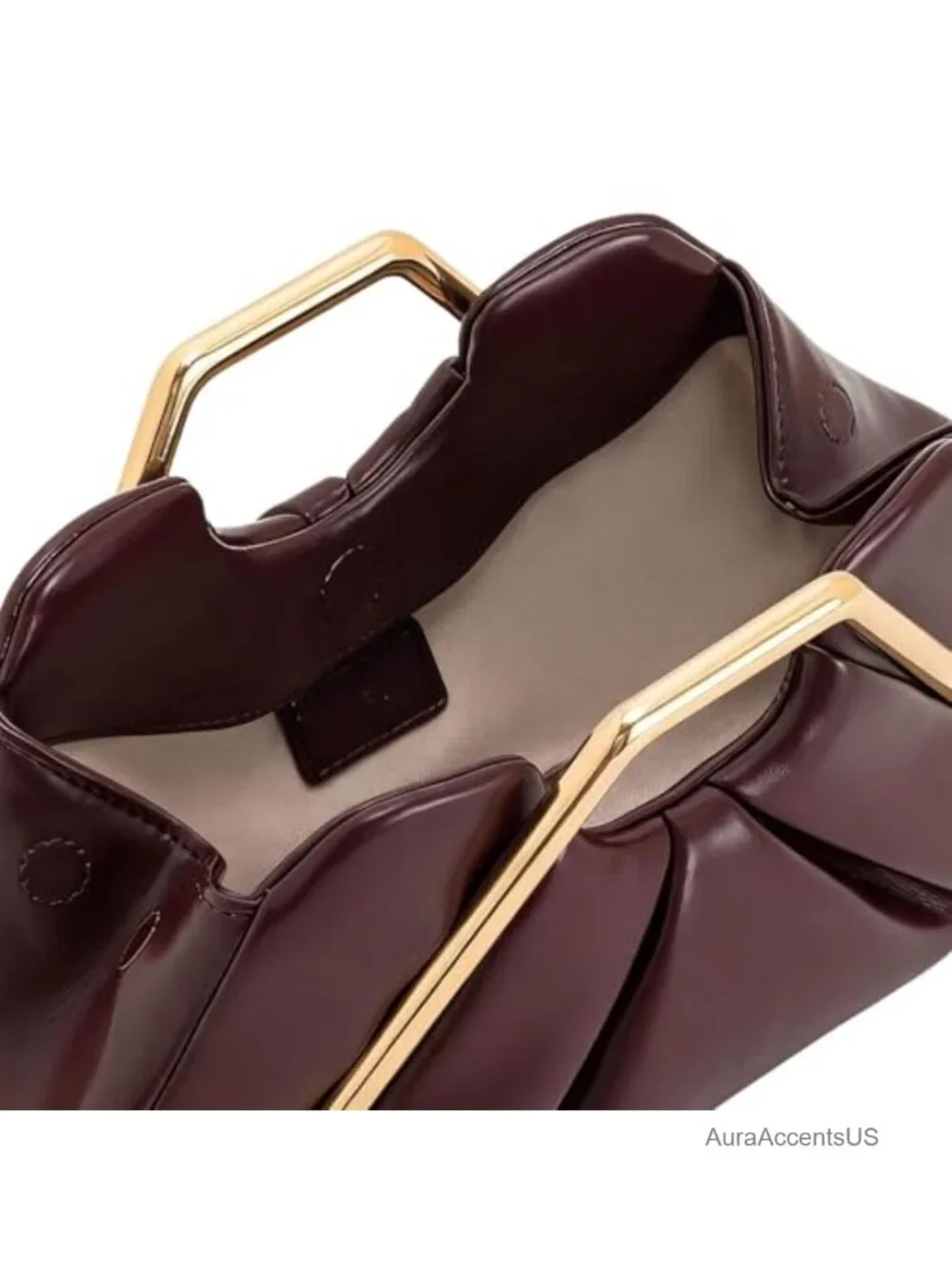 Cloud-Shaped Faux Leather Metal Frame Clutch with Magnetic Snap - Elegant